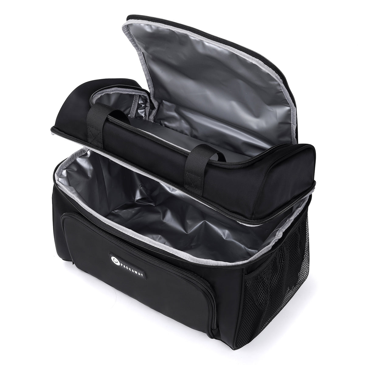 Packaway Koeltas 20L - Lunchtas - Inclusief 4 Koelelementen - Dubbel Compartiment - 4-Laags Geïsoleerd - Waterafstotend - Signature Black