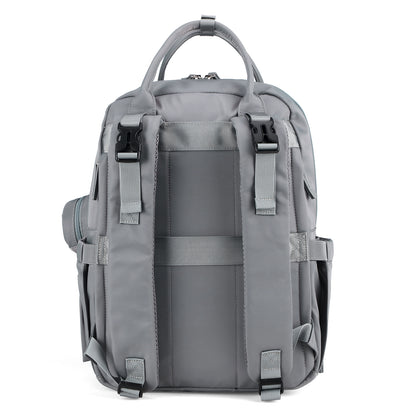 Brisby Premium Luiertas – Uitgebreide en Functionele Verzorgingstas – met buggymontage – Anti Diefstal Vakken - Reistrolley Sleeve - Inclusief verschoonmatje t.w.v.15,99 euro en speenhouder - Levenslange Garantie - Misty Grey