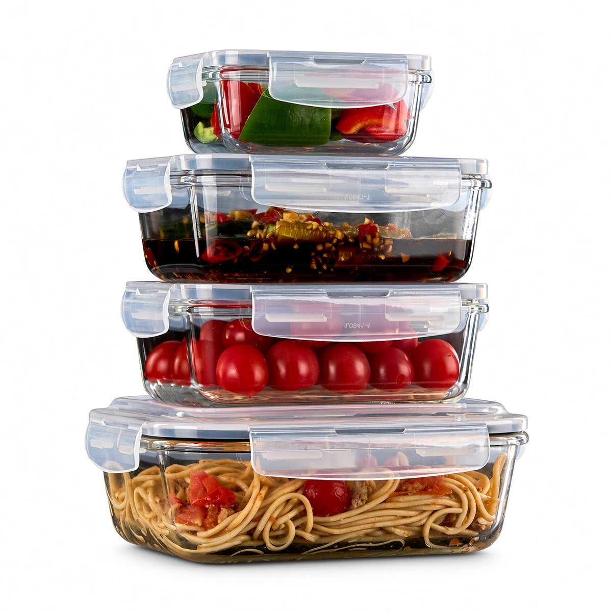 Bardi Glazen Vershoudbakjes 9-delig – Meal Prep Bakjes – Luchtdicht & Lekvrij – Oven, Magnetron & Vriezer – 9 Wondersponzen + 40 Prep & Store Labels