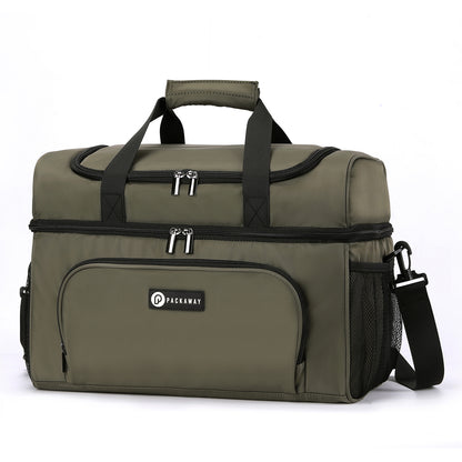 Packaway Koeltas 30L - Lunchtas - Inclusief 4 Koelelementen - Dubbel Compartiment - 4-Laags Geïsoleerd - Waterafstotend - Olive Green