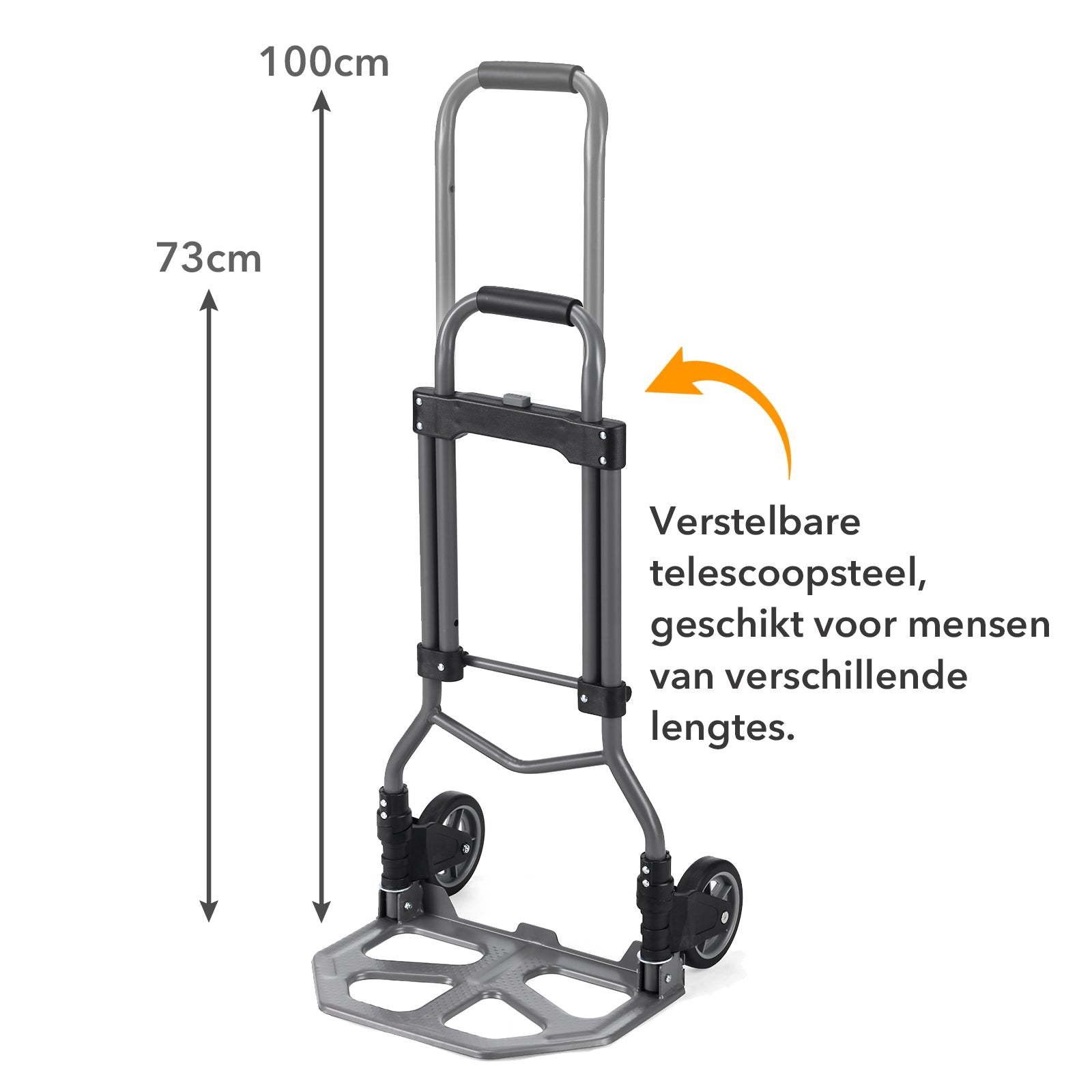 Packaway Steekwagen 75kg zwart - opvouwbaar