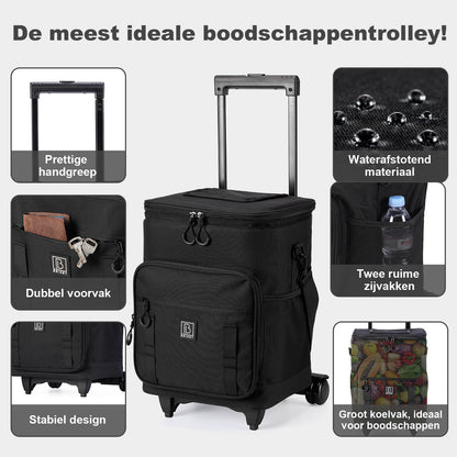 Brisby Boodschappentrolley 32L zwart - incl. koelvak, koelelementen
