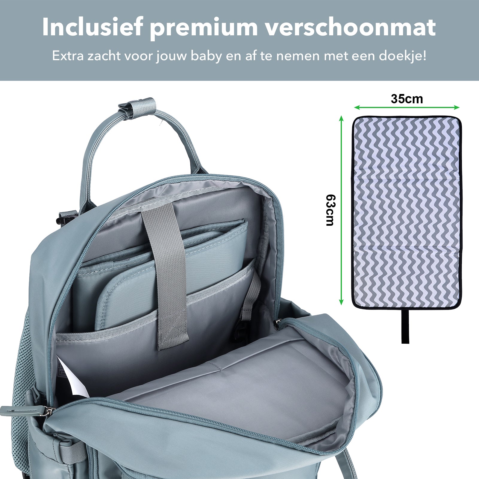 Brisby slijtvaste Luiertas – verzorgingstas – met buggymontage - Mist Blue