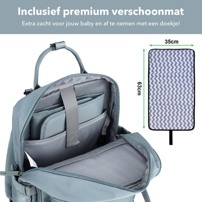 Brisby slijtvaste Luiertas – verzorgingstas – met buggymontage - Mist Blue