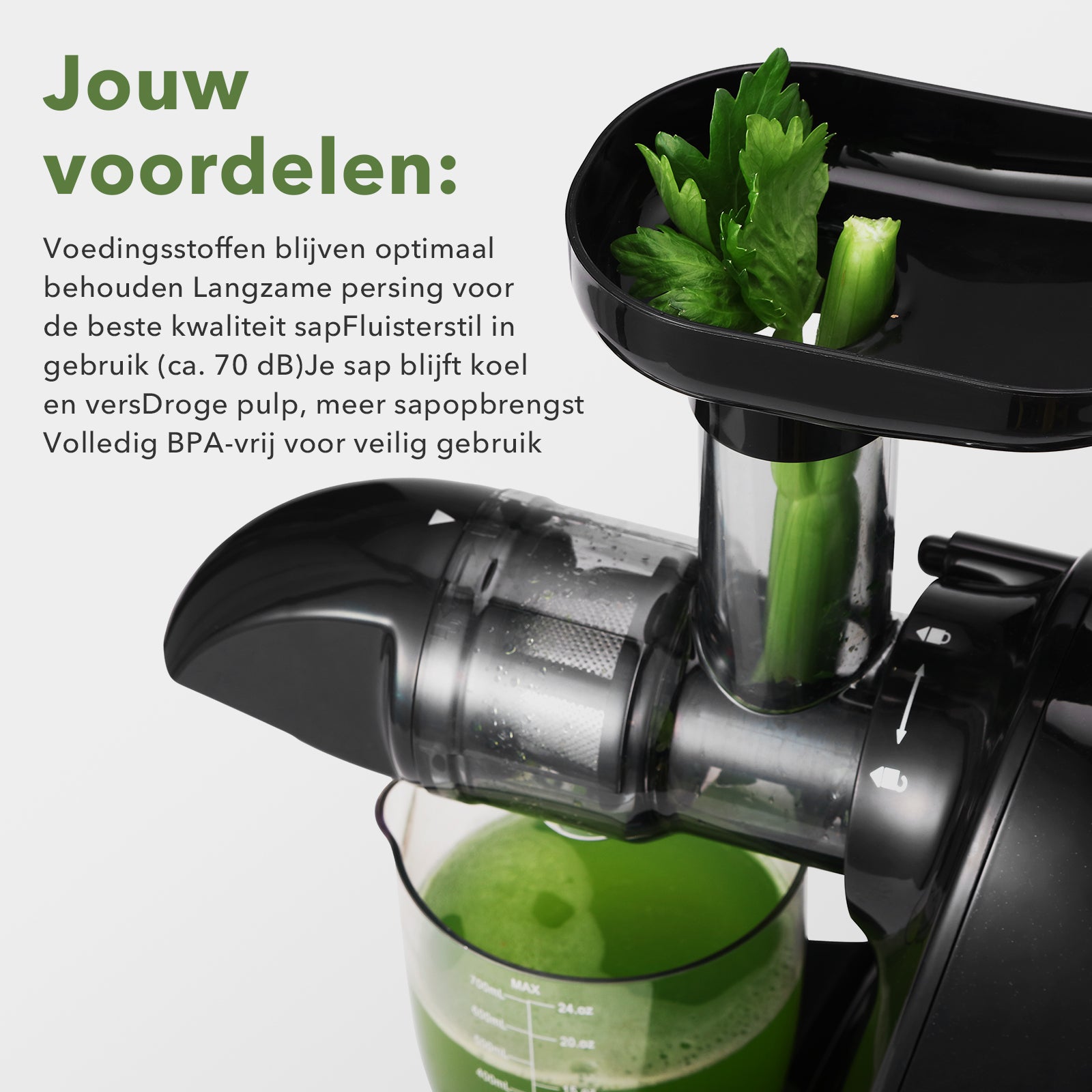 Bardi Slowjuicer zwart - 700 ml pulpreservoir - incl. schenkkan