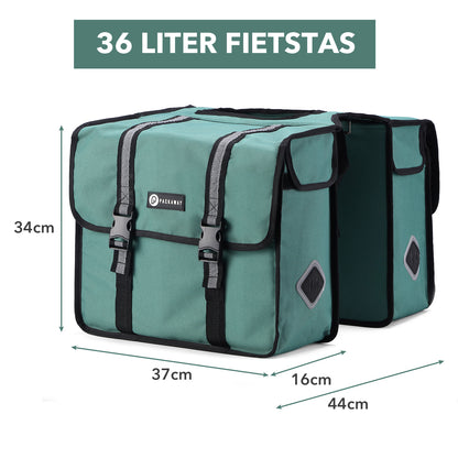 Packaway Dubbele Fietstas 36L groen - hoge zichtbaarheid - waterdicht