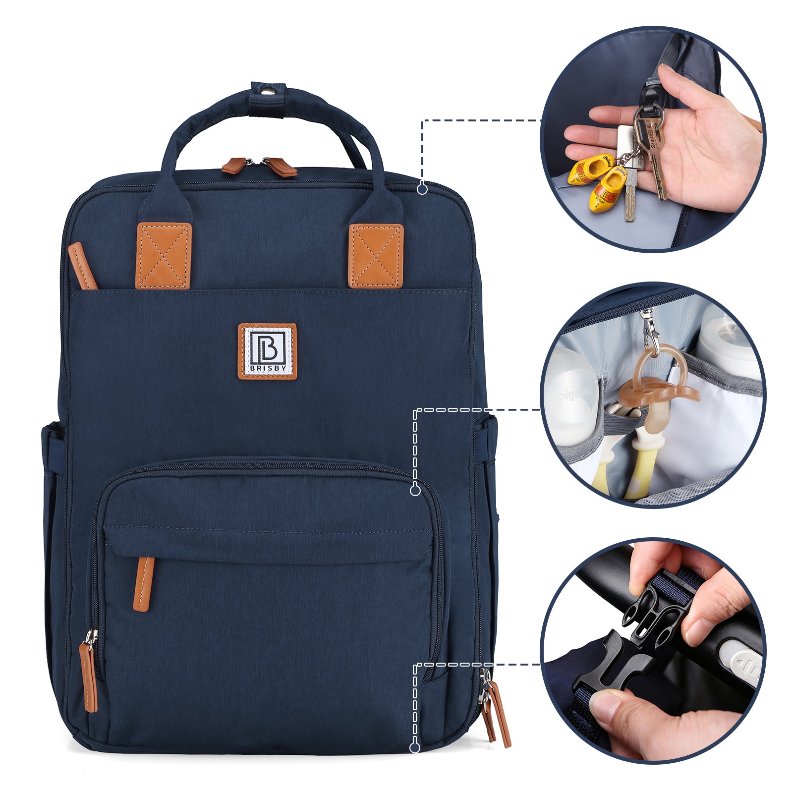 Brisby Luiertas original blauw - incl. buggymontage en verschoningsmat