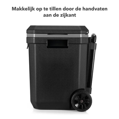 Koelbox 40 liter zwart met wielen en telescopisch handvat