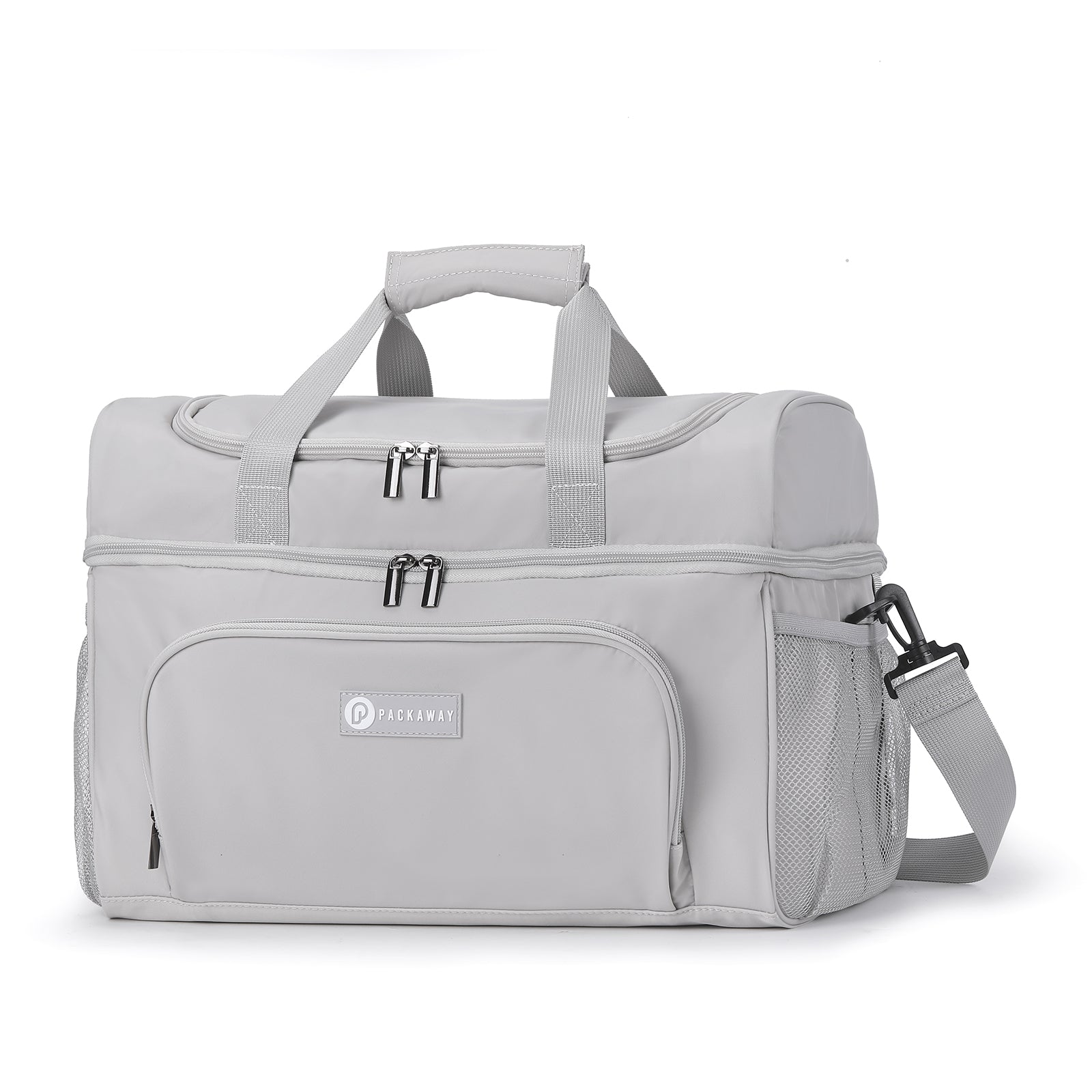 Packaway Koeltas 20L - Lunchtas - Inclusief 4 Koelelementen - Dubbel Compartiment - 4-Laags Geïsoleerd - Waterafstotend - Modern Grey