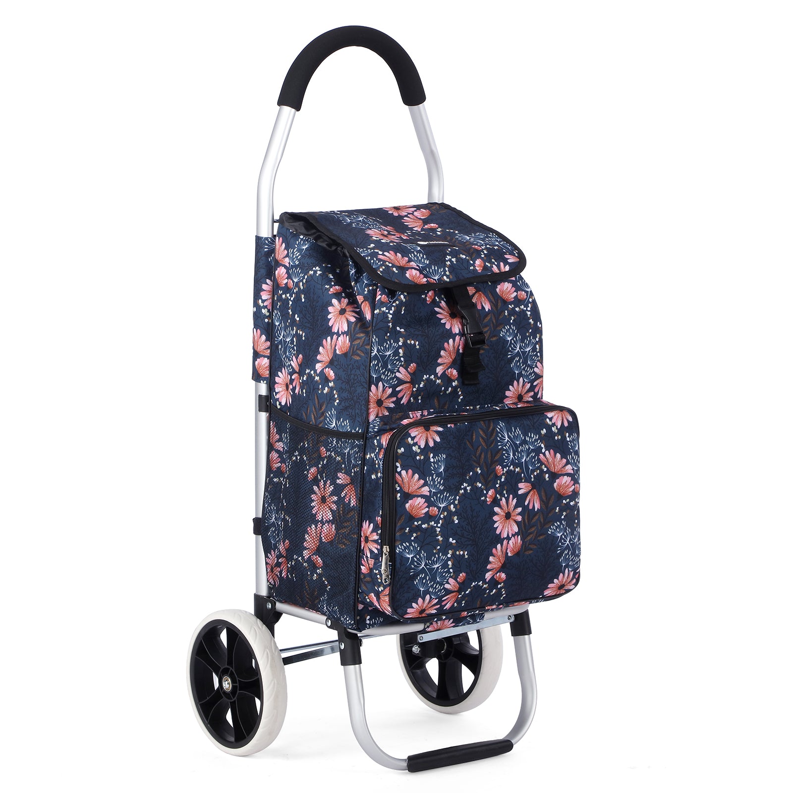 Packaway Boodschappentrolley 45L met Koelvak - Boodschappenwagen met Grote Wielen - Steekwagenfunctie - Waterafstotend - Japanese Flower