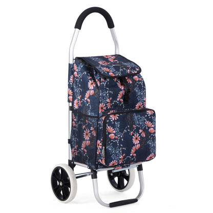 Packaway Boodschappentrolley 45L met Koelvak - Boodschappenwagen met Grote Wielen - Steekwagenfunctie - Waterafstotend - Japanese Flower