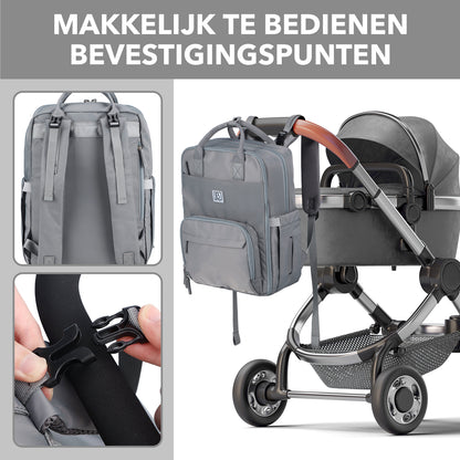 Brisby slijtvaste Luiertas – verzorgingstas – met buggymontage - Bluishgrey