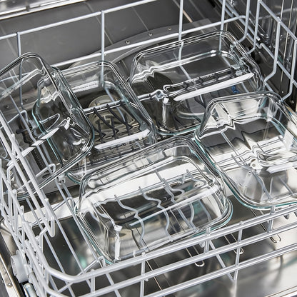 BARDI 5 Delige Glazen Meal Prep Bakjes Inclusief 10 Stuks Wonderspons - Glazen Vershoudbakjes - Glazen Opbergbakken - Diepvriesbakken - Luchtdicht - BPA Vrij - 1060ML - Glas - Zwarte Clips