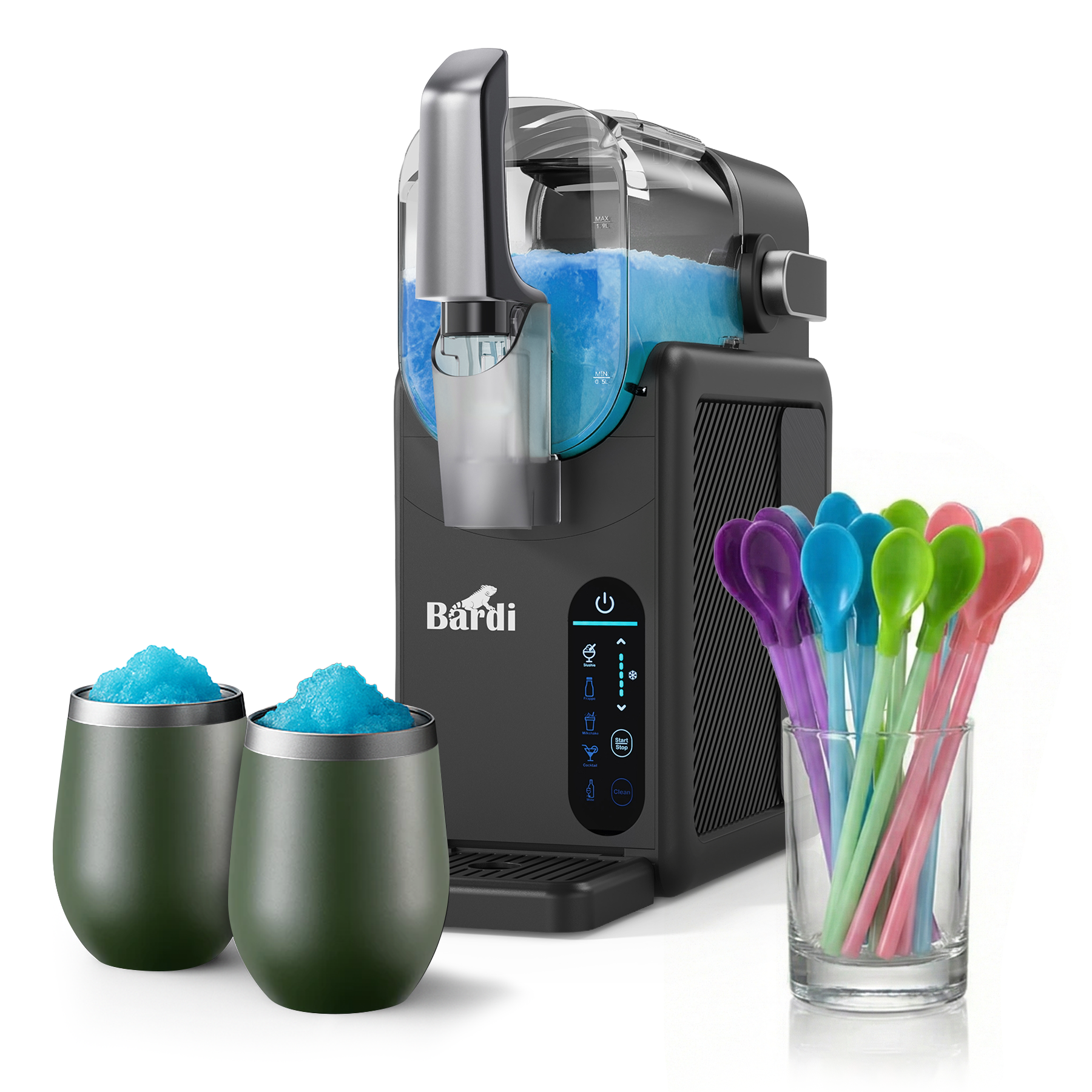 Bardi Slushmachine grijs met set cups Groen