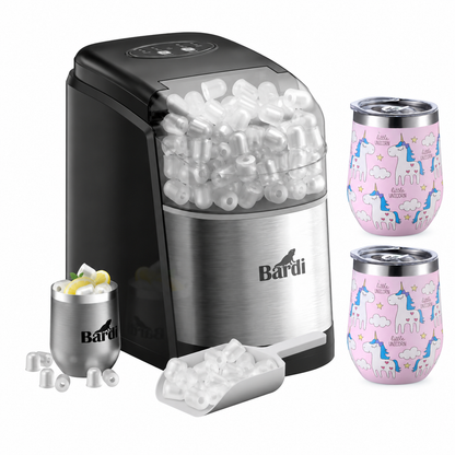 Bardi IJsblokjesmachine set 1,6L RVS - incl. 3 thermoscups eenhoorn en ijsschep