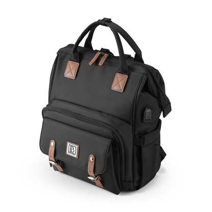 Stayopen luiertas zwart - Verzorgingstas - stay-open frame - USB oplaadfunctie - incl. buggymontage en verschoonmat