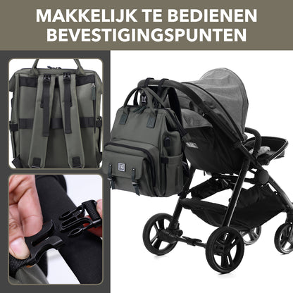 Brisby Luiertas stayopen groen - incl. buggymontage en verschoonmat