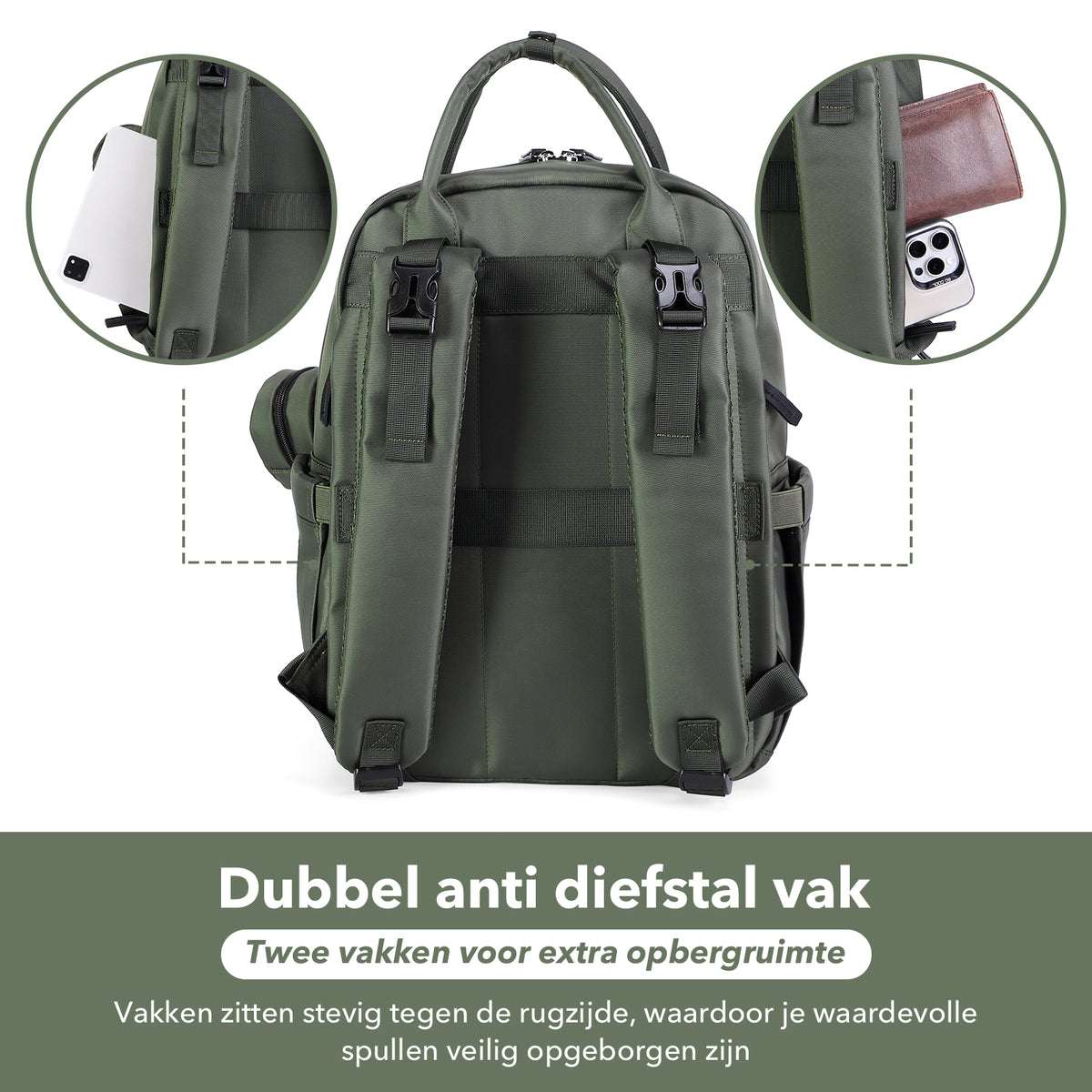 Brisby Premium Luiertas - Groen - Kinderrugzak - 1.5L kinderlunchtas Giraffe