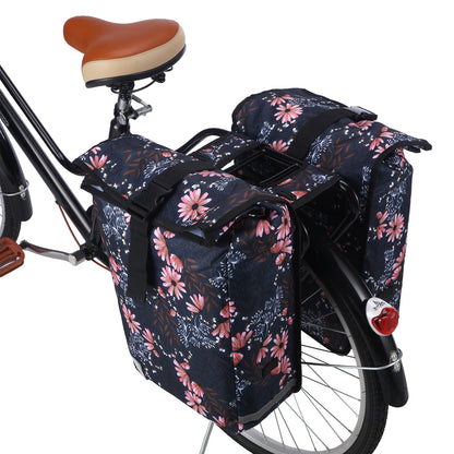 Brisby Dubbele Fietstas Rolltop Zwart 39-48L Waterdicht Geschikt voor Elektrische Fietsen & E-Bike - Japanese Flower