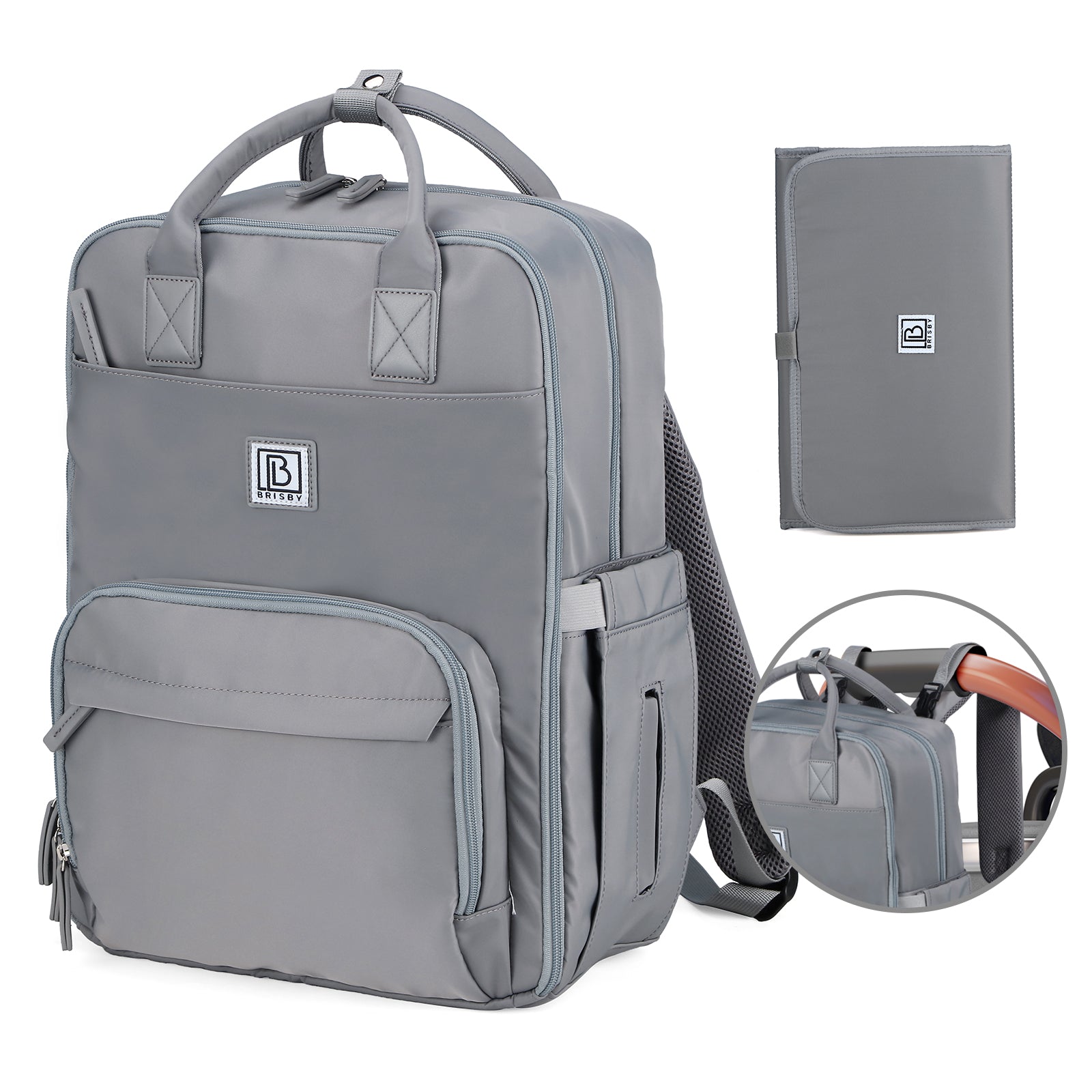 Brisby slijtvaste Luiertas – verzorgingstas – met buggymontage - Bluishgrey