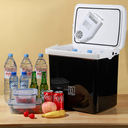 Electric cool box 25L black - AC/DC 12V, 220/230V - incl. divider - lockable lid