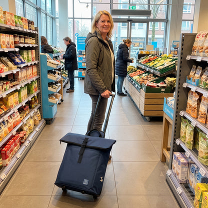 Fietstrolley Tas 2-in-1 Fietstas en Trolley Zwart 18-28L Laptopvak Verstelbare Hendel Bevestigingssysteem - Blauw