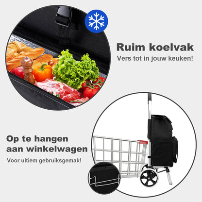 Shopping trolley 45L black - shopping trolley suspension - foldable - telescopic handle