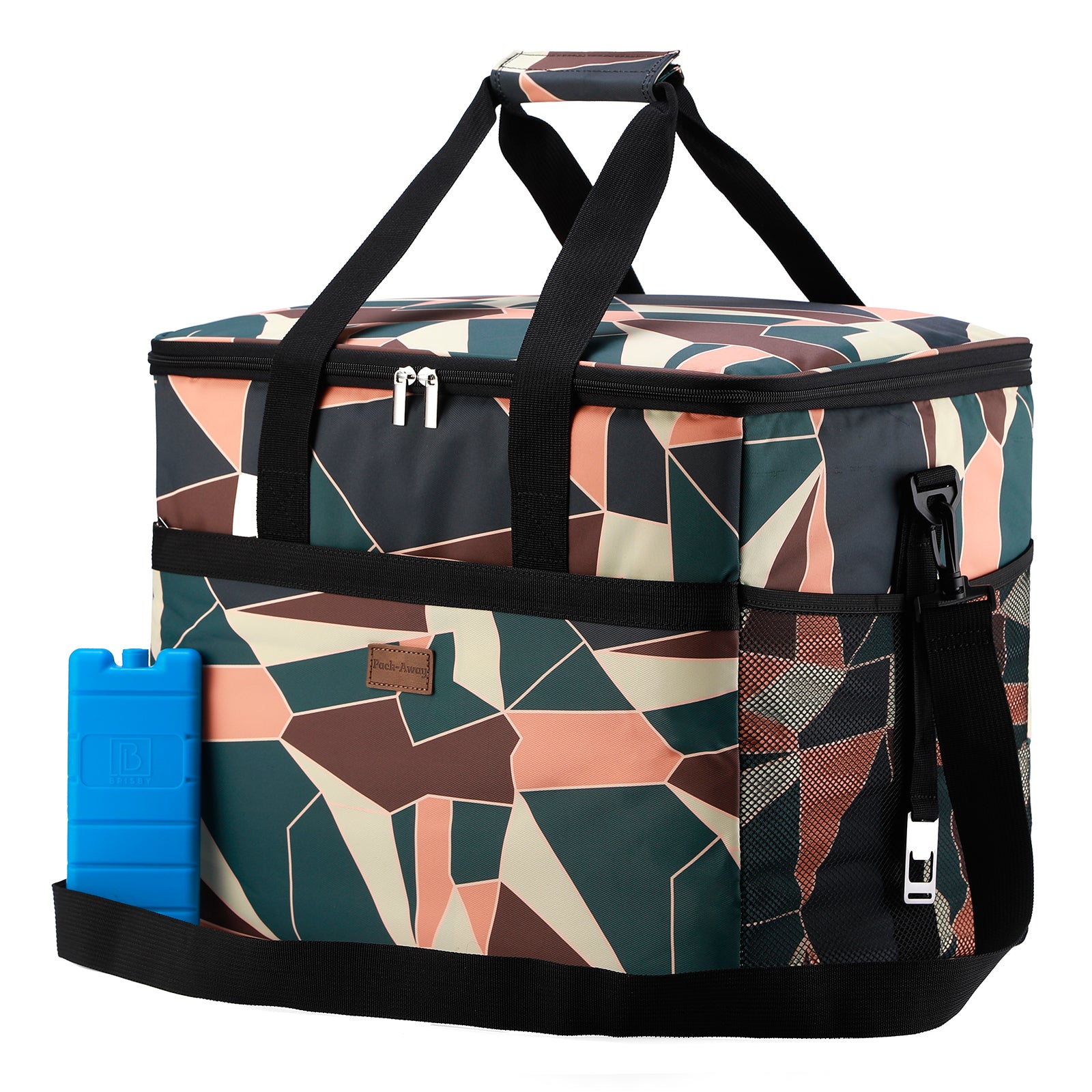 Koeltas 40L abstract - lunchtas - opvouwbaar - 4-laags geïsoleerd - incl. 6 gratis koelelementen en draagband