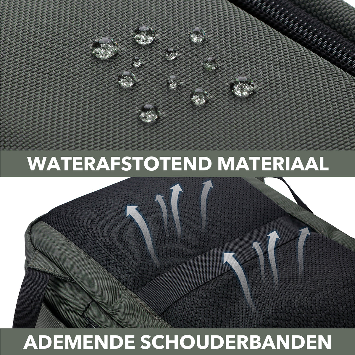 Brisby Rugzak Pro 1 – Laptoprugzak tot 15,7 inch voor Werk, School en Reizen – Waterafstotend – Met Tabletvak, Antidiefstalvak en Trolleysleeve - Groen