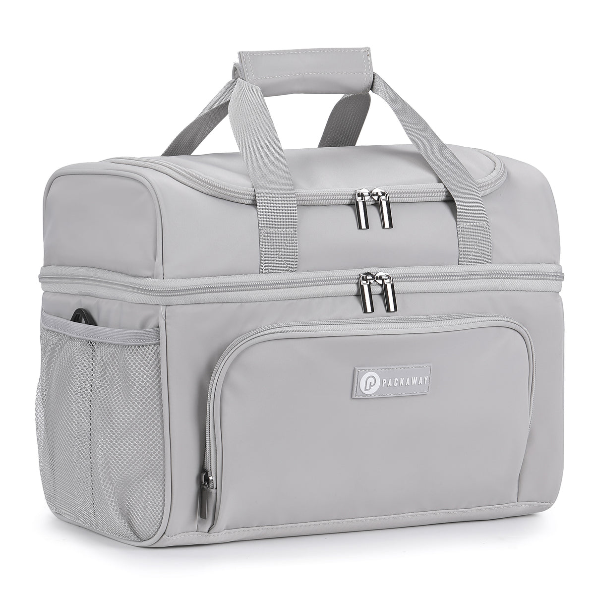 Packaway Koeltas 20L - Lunchtas - Inclusief 4 Koelelementen - Dubbel Compartiment - 4-Laags Geïsoleerd - Waterafstotend - Modern Grey