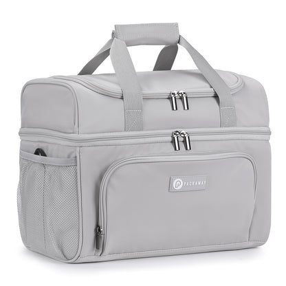 Packaway Koeltas 20L - Lunchtas - Inclusief 4 Koelelementen - Dubbel Compartiment - 4-Laags Geïsoleerd - Waterafstotend - Modern Grey