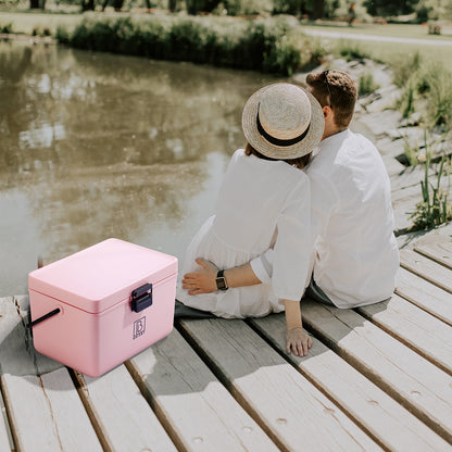 Koelbox 12L met handvat roze - dividers - snijplanken - tot maximaal 40 uur isolatie - incl. 2 koelelementen van 200ml