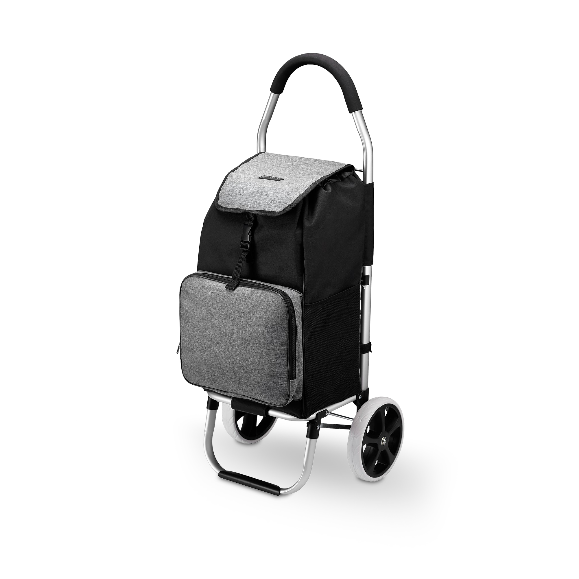 Shopping trolley 45L black and grey - shopping trolley suspension - foldable - telescopic handle