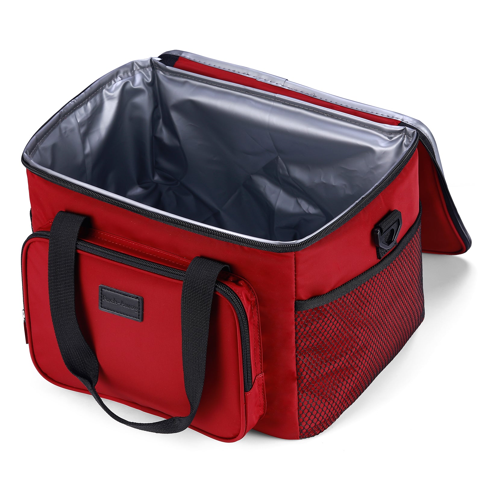 Koeltas 15L koeltas rood - lunchtas - 4-laags geïsoleerd - opvouwbaar - incl. 2 gratis koelelementen en draagband