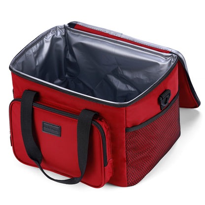 Koeltas 15L koeltas rood - lunchtas - 4-laags geïsoleerd - opvouwbaar - incl. 2 gratis koelelementen en draagband