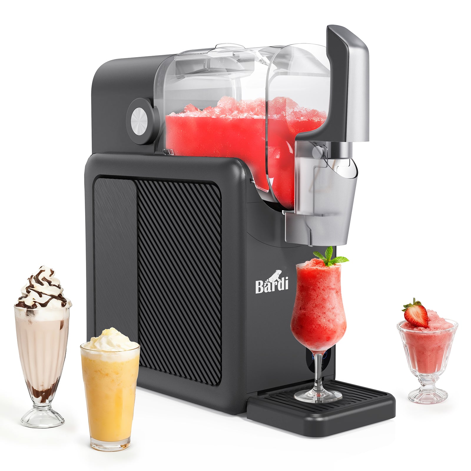 Bardi Slushmachine grijs met set cups RVS