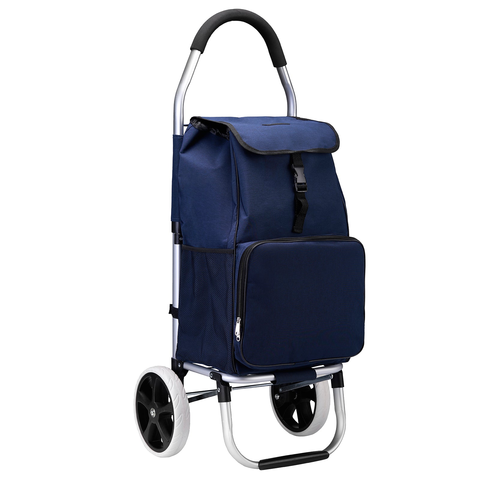 Boodschappentrolley 45L blauw - winkelwagen ophanging - opvouwbaar - telescopisch handvat