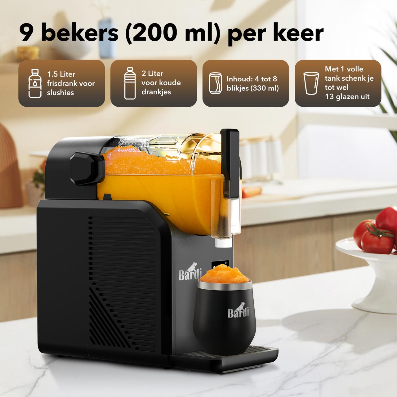 Slushmachine SET - 7-in-1 - slush, frappé, milkshake en smoothie maker - 2,1L - incl. 2 blok thermoscups