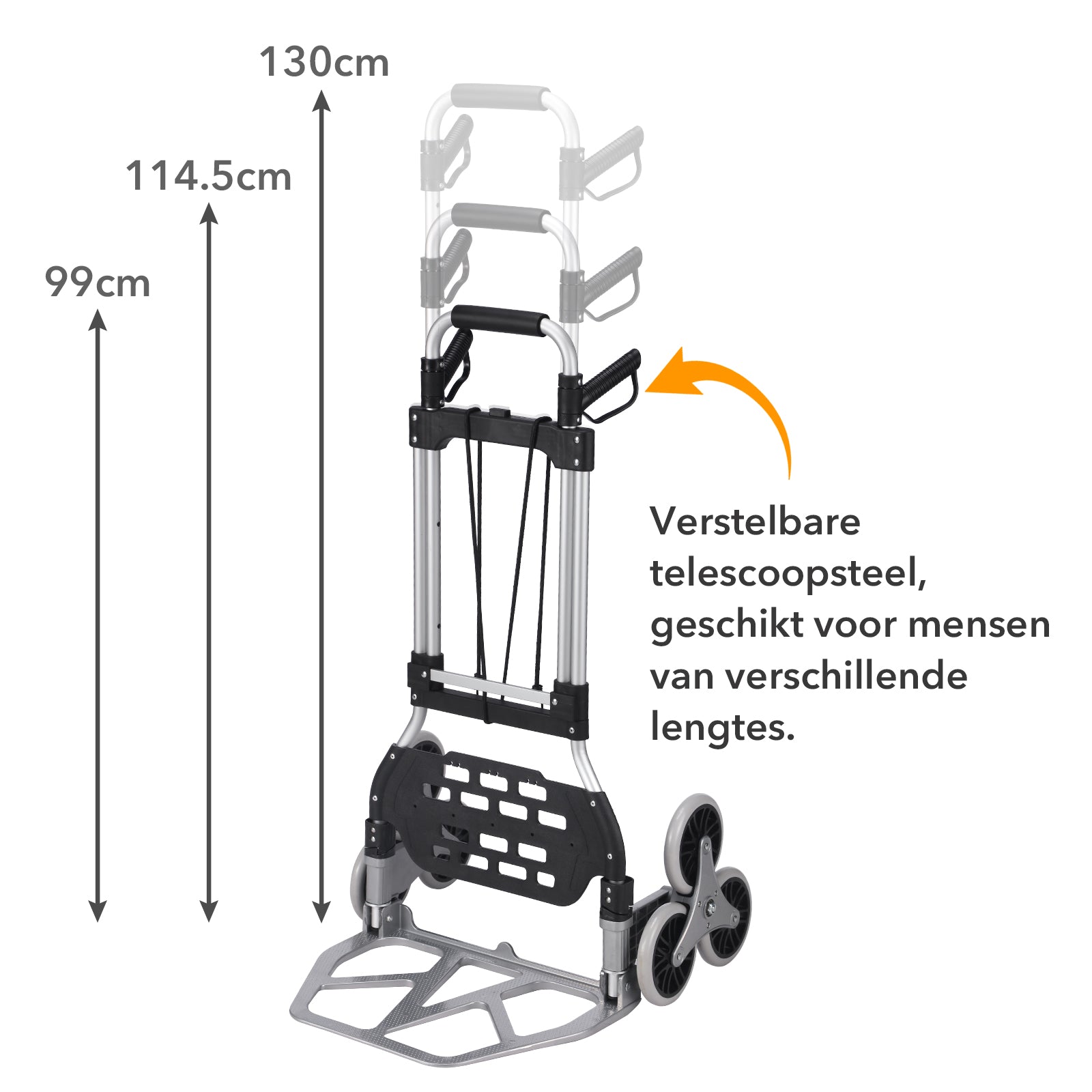 Packaway Steekwagen 120 kg - opvouwbaar - trapwielen - telescopisch handvat - aluminium