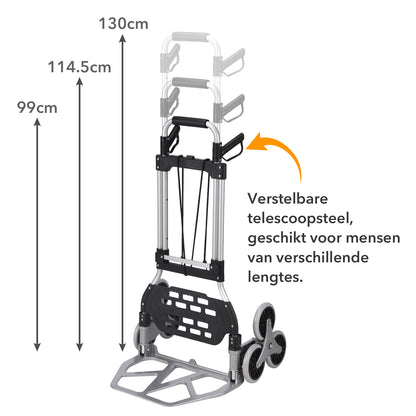 Packaway Steekwagen 120 kg - opvouwbaar - trapwielen - telescopisch handvat - aluminium