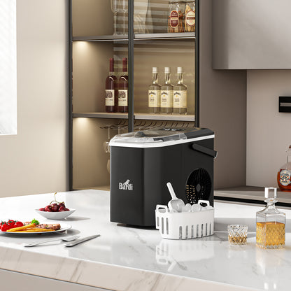 Bardi 1.3L Deluxe IJsblokjesmachine Square – IJsblokmaker Inclusief Luxe Thermosbeker en IJsschep – 9 Blokjes in 8 Minuten – ZWART
