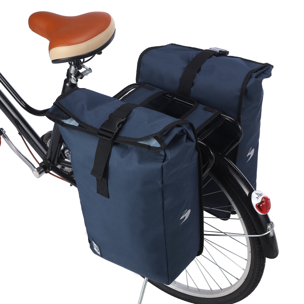 Brisby Dubbele Fietstas Rolltop Zwart 39-48L Waterdicht Geschikt voor Elektrische Fietsen & E-Bike - Blauw