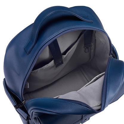 Venezia wear-resistant backpack blue - PU leather - 14 inch laptop compartment - water-repellent