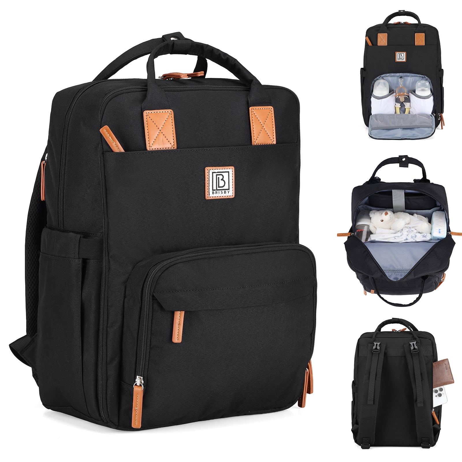 Brisby Luiertas original zwart - incl. buggymontage en verschoningsmat