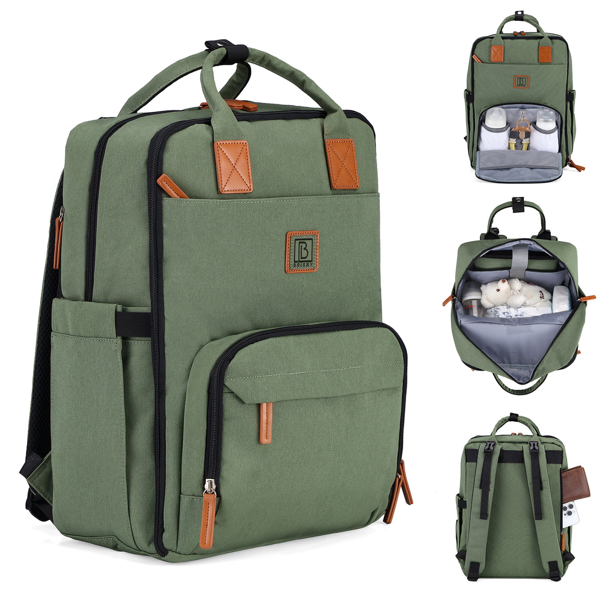 Brisby Luiertas Original - Groen  - Kinderrugzak - 1.5L kinderlunchtas Giraffe