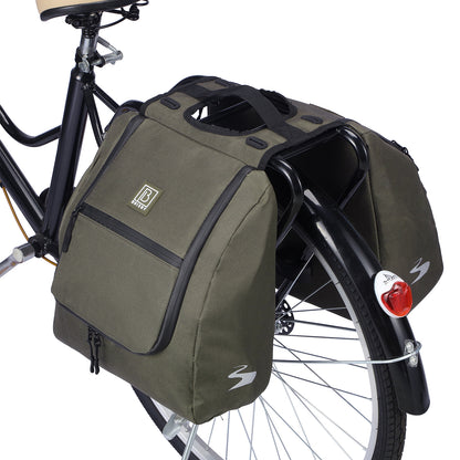 Brisby Dubbele Fietstas 28 Liter – Koeltas en Lunchtas – 4-laags Geïsoleerd – Voor Gewone en Elektrische Fiets – Waterafstotend met Waterdichte Ritsen – Misty Green