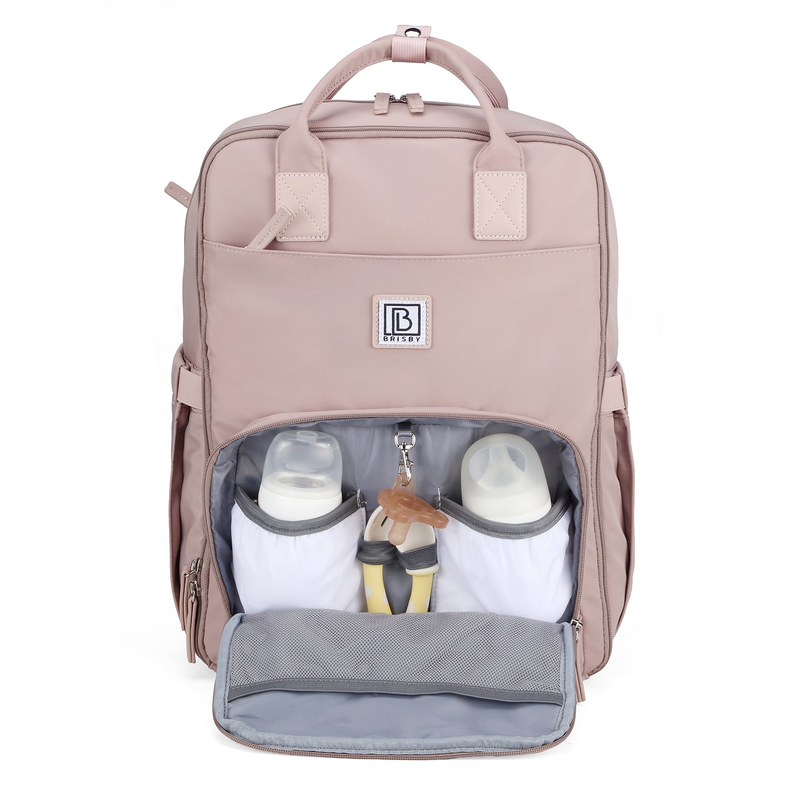 Brisby slijtvaste Luiertas – verzorgingstas – met buggymontage - Muted Rose