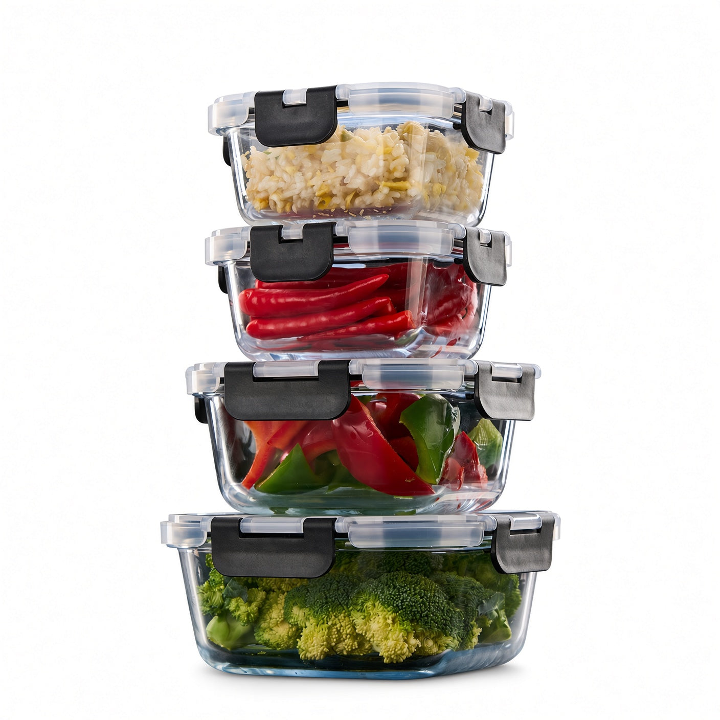 Bardi 12-Delige Glazen Vershoudbakjes – Meal Prep Bakjes Glas met Deksel – BPA & PFAS Vrij – Luchtdicht – Incl. 40 Bardi Prep & Store Labels + 10 Wondersponzen – 6,79L