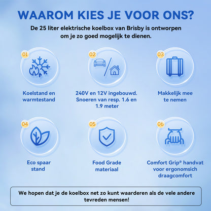 Elektrische koelbox 25L zwart - AC/DC 12V, 220/230V - incl. divider en vershoudbakjes - vergrendelbare deksel