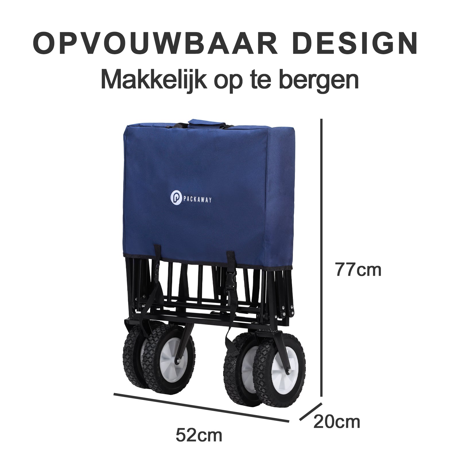 Bolderkar tot 70 kg donkerblauw - Wasbaar polyester - opvouwbaar - 98x53 cm